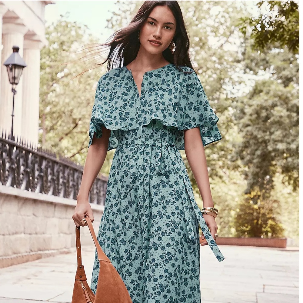 LOFT Floral Cape Midi Dress